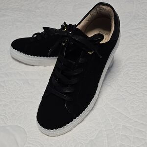 John Lewis and Partners Black and White Suede Sneakers 38
